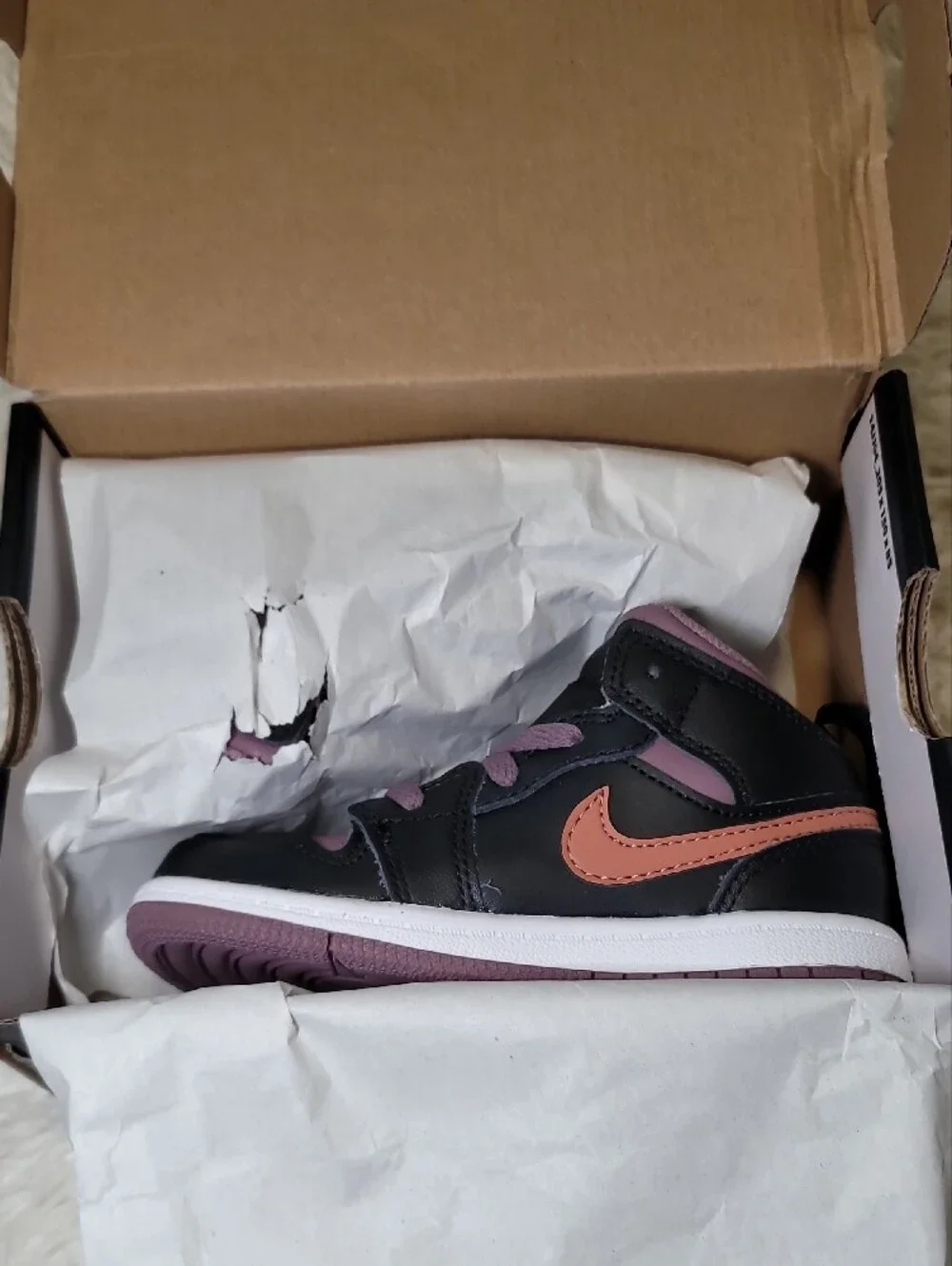 Jordan Kids Black, Pink & Peach High-Top Sneakers